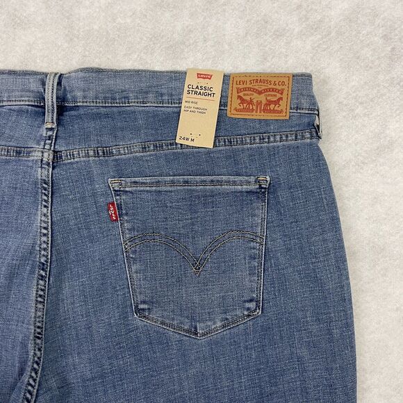 Levi's Classic Straight Jeans Womens Size 24W Blue Mid Rise Denim MSRP $69.50 - Picture 15 of 16